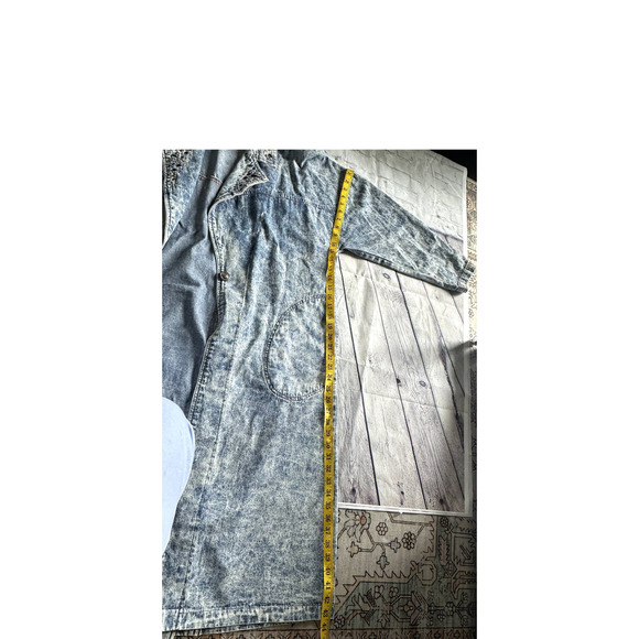1980's Vintage Acid Washed Jean Duster PG Collections, Studs, Women Size 6 - Picture 11 of 12